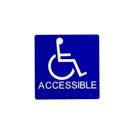 Bcf 6 x 6 Handicapped Accessible Symbol, Square Print, With Braille, Blue SB453-BLUE